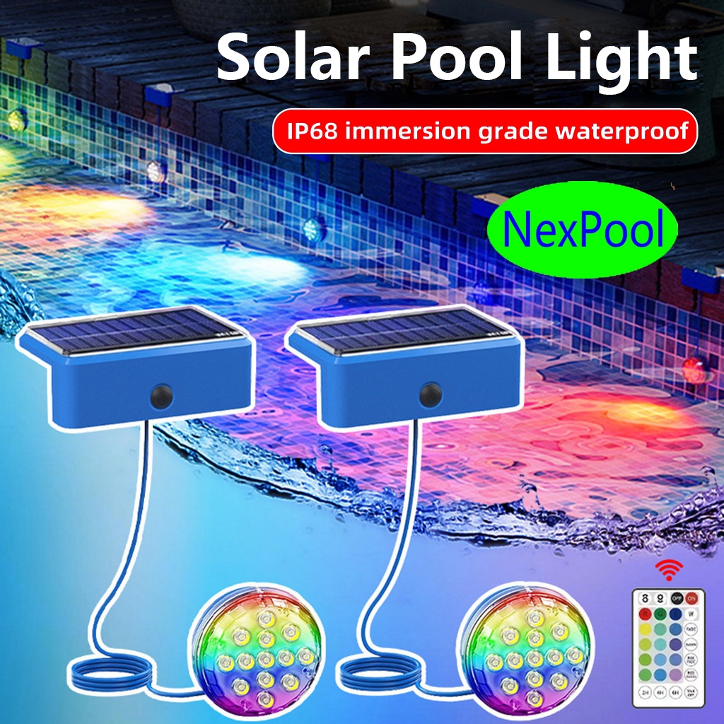 Nexpool โคมไฟสระว่ายน้ำโซล่าเซลล์ Solar Pool Light for Underwater Outdoor Garden Waterproof RGB Color Ponds Lights