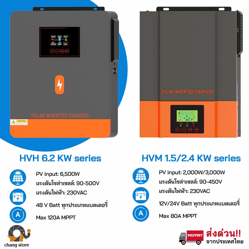 Hybrid inverter PowMr 1.5 to 6.2 KW อินเวอร์เตอร์ไฮบริด ไม่ใส่แผงก็ทำงานได้ รุ่นใหม่