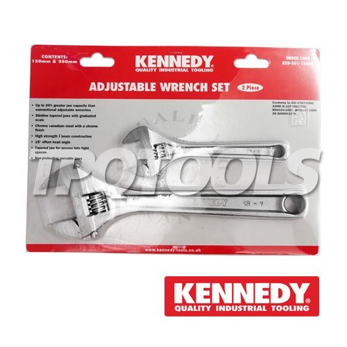 ประแจเลื่อนสีขาว2ตัว 6"/10" CHROME FINISH ADJUSTABLEWREN KEN501-1560K "KENNEDY" รับประกันสินค้า100%