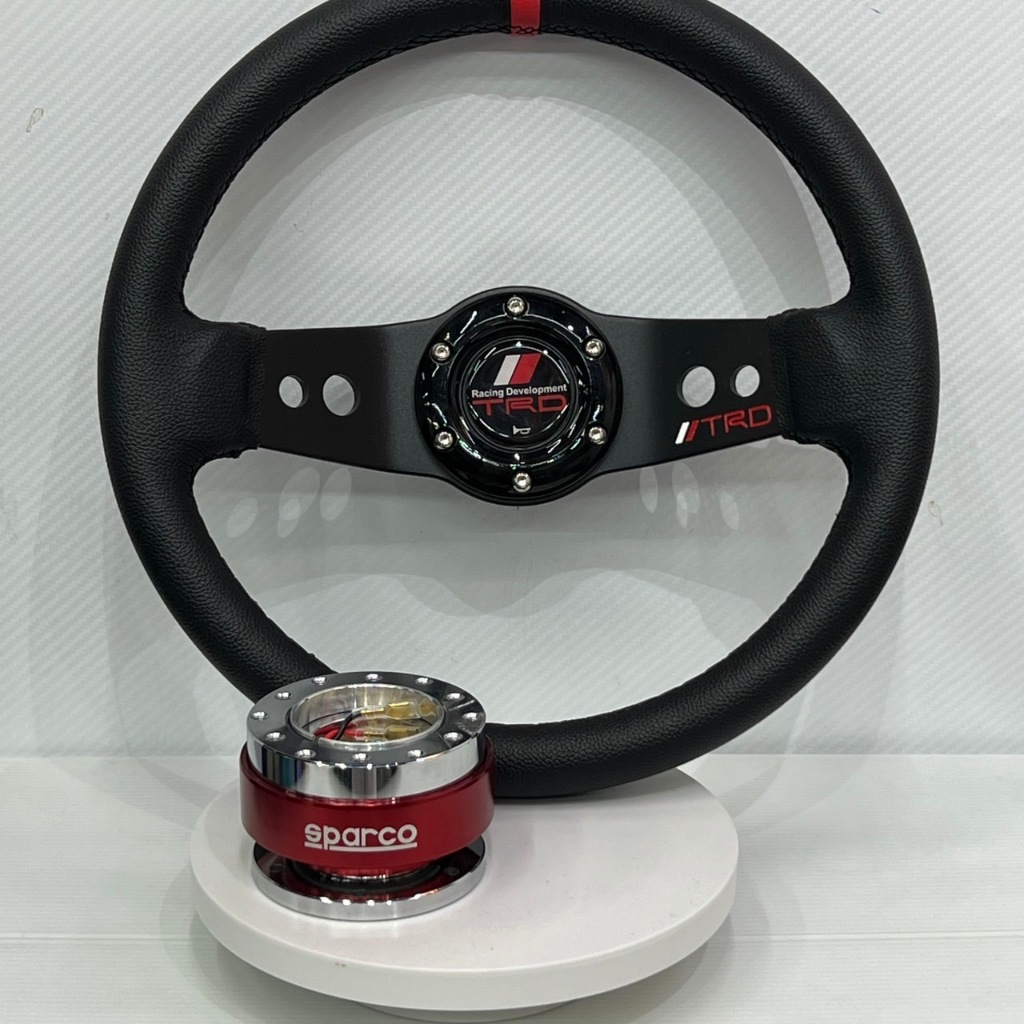 พวงมาลัยแต่ง 2 ก้าน ขนาด 13 นิ้ว TRD พร้อมคอถอดได้เลือกสีได้ SPARCO รวมกันในราคาพิเศษมากมาก