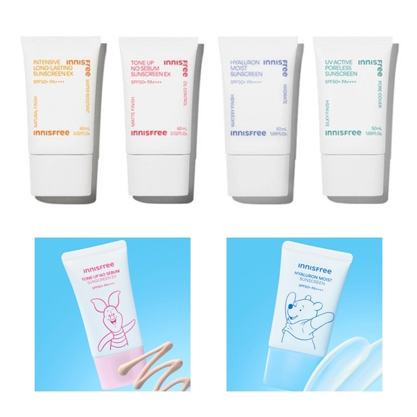 Innisfree Intensive / Long-Lasting / Tone Up No Sebum / Hyaluron Moist / UV Poreless / Watering Sunscreen EX 50ml Pooh