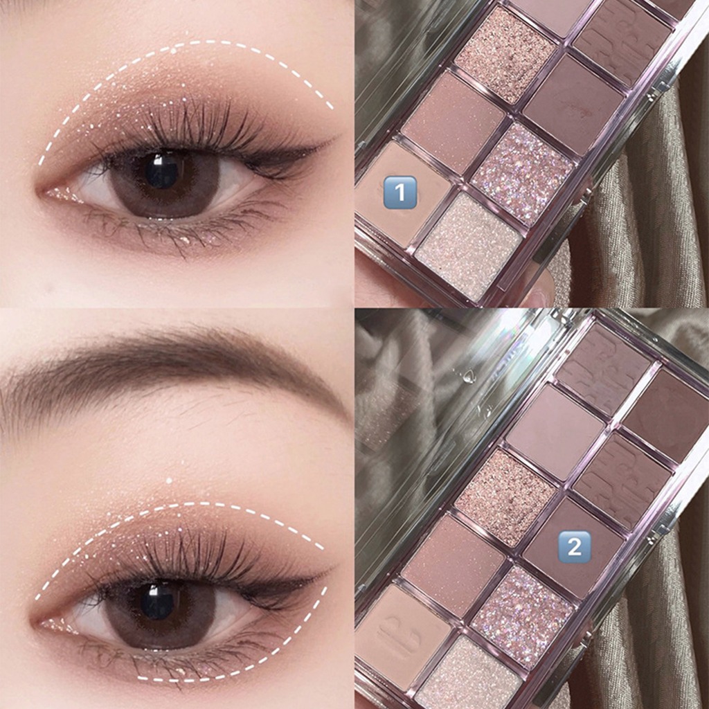 DIKDLU 10 สีอายแชโดว์ Beauty Eyeshadow Palette Shimmer Giltter กันน้ํา Smooth Pigmented Eye shadow แต่งหน้า - รูปที่ 4