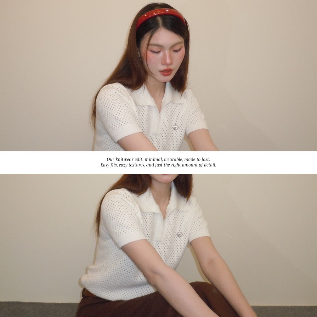 (พร้อมส่ง) MUSTNIMAL | GANNI knit polo เสื้อโปโล - รูปที่ 6