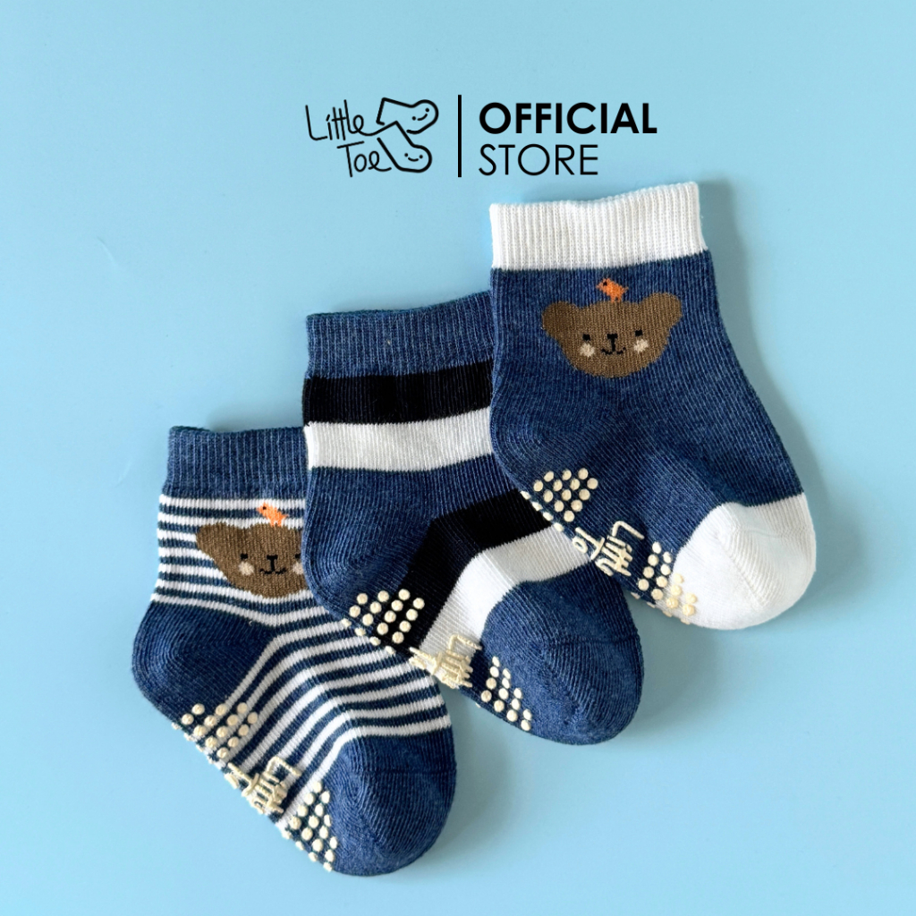 ถุงเท้าเด็ก ไรตะเข็บ มีกันลื่น Little Toe LT25-03 (เซ็ท 3 คู่)
