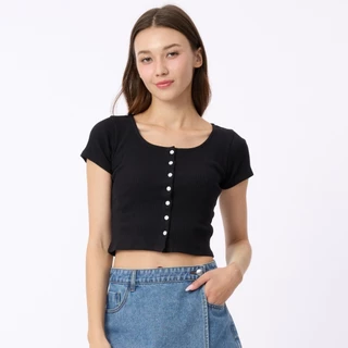 BODY GLOVE Women's Essential Button Up Cropped T-Shirt 2025 เสื้อยืดครอปแขนสั้น ผู้หญิง รวมสี