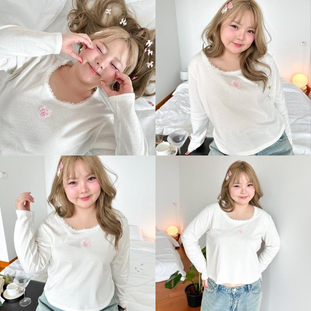 Elise Top เสื้อแขนยาวผ้าฉลุ สาวอวบ - clarine_bkk