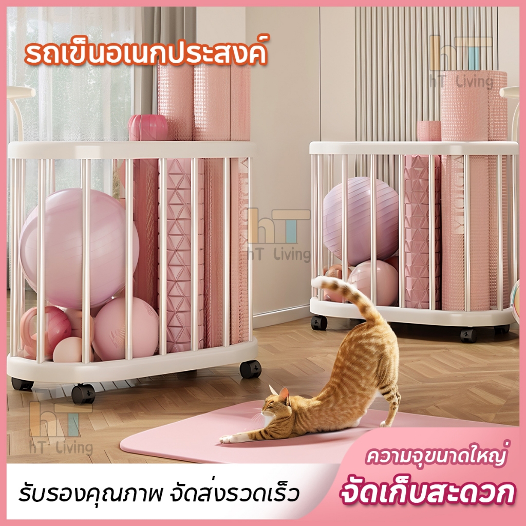 รถเข็นอเนกประสงค์ ตะกร้าอุปกรณ์กีฬา พร้อมล้อเลื่อน+ที่จับ เคลื่อนย้ายสะดวก รุ่นฮิต