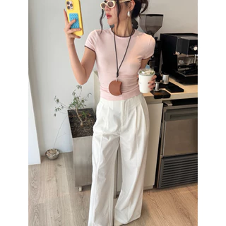THESUNCO-SAKI (ซา-กิ) เสื้อยืดSLIM-FIT เดินเส้นด้ายตัดคู่สี เนื้อผ้านุ่ม ยืด สบายผิว