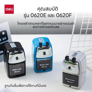 เครื่องเหลาดินสอ Deli กบเหลา เครื่องเหลาดินสอตั้งโต๊ะ มีหลายสี วัสดุแข็งแรง (จำหน่าย 1 เครื่อง)