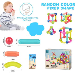JoyToys ตัวต่อแม่เหล็ก ของเล่นตัวต่อแม่เหล็ก บล็อคตัวต่อแม่เหล็ก เด็กแม่เหล็กเบสบอลบล็อก สร้างจินตนาการ เกมสมอง