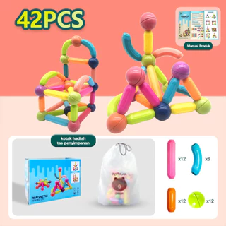 JoyToys ตัวต่อแม่เหล็ก ของเล่นตัวต่อแม่เหล็ก บล็อคตัวต่อแม่เหล็ก เด็กแม่เหล็กเบสบอลบล็อก สร้างจินตนาการ เกมสมอง