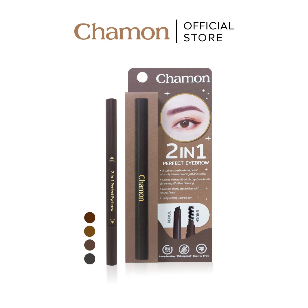 CHAMON 2 In 1 Perfect Eyebrow ดินสอเขียนคิ้ว  เนื้อนุ่ม เขียนง่าย 0.25g [CE530]