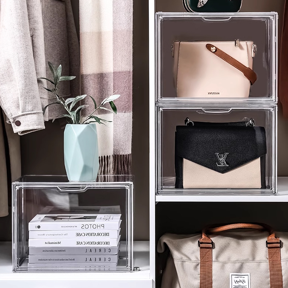 กล่องเก็บของแบบใส กล่องใส่กระเป๋า กล่องใส่หนังสือ ความจุขนาดใหญ่ ของแต่งห้อง วัสดุอะคริลิก มีหลายขนาด ประตูแม่เหล็ก - รูปที่ 2