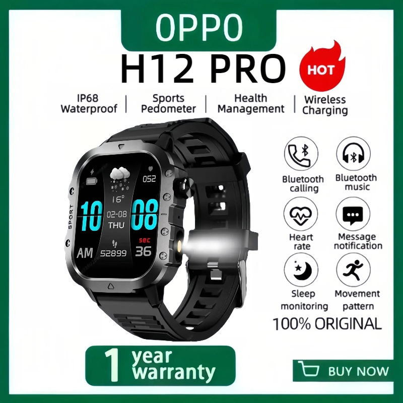 [NEW] 0PP0 2025 SMART WATCH H12 สัมผัส ภาษาไทย กันน้ำ IP68 วัดความดันโลหิต โทรบลูทูธ และสมาร์ทวอทช์ส