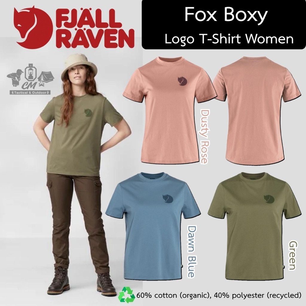 Fjallraven Fox Boxy Logo T-Shirt Women เสื้อยืดคอกลม เสื้อเดินป่า