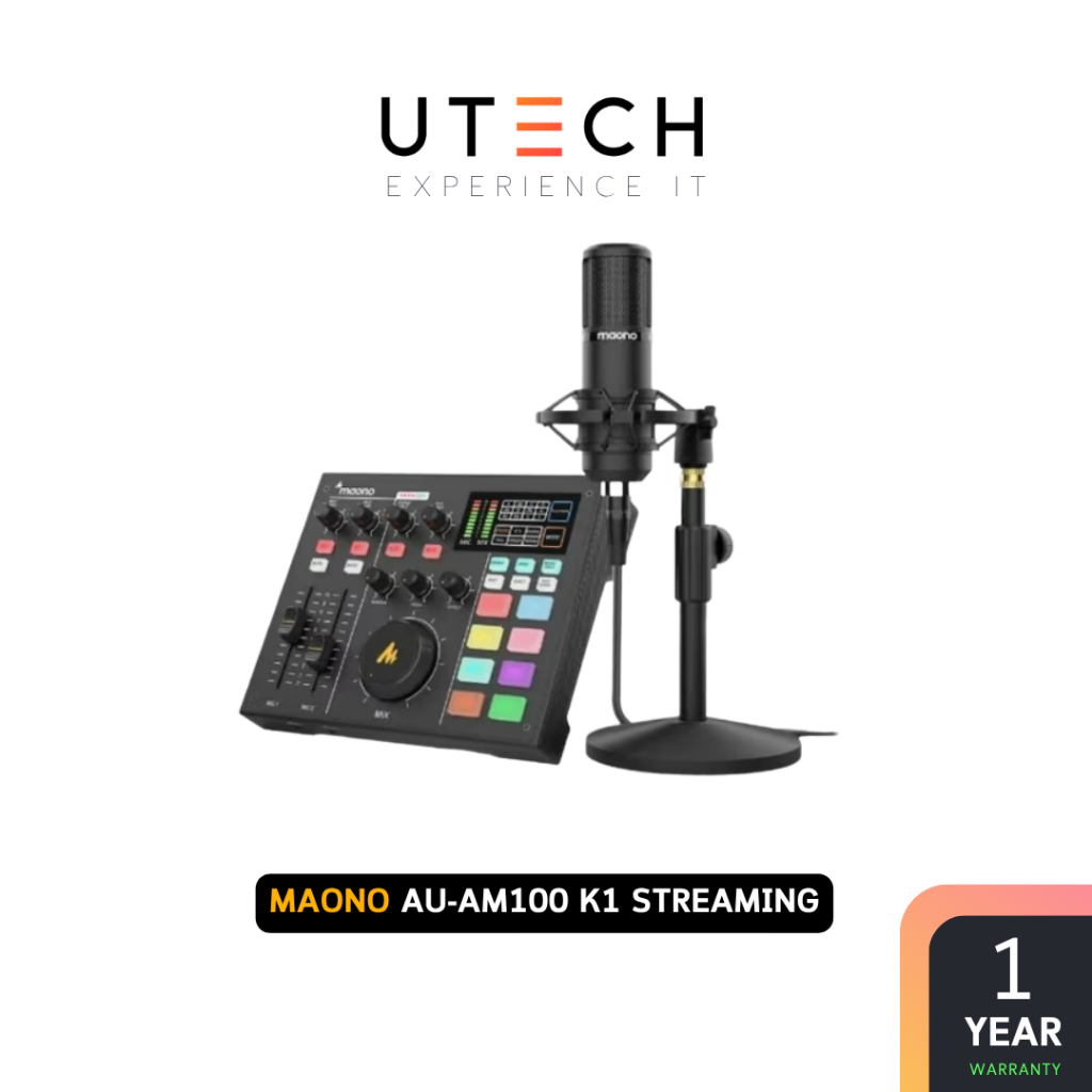 MAONO AU-AM100 K1 Single Mic Bundle All-In-One Podcast Production Studio by UTECH
