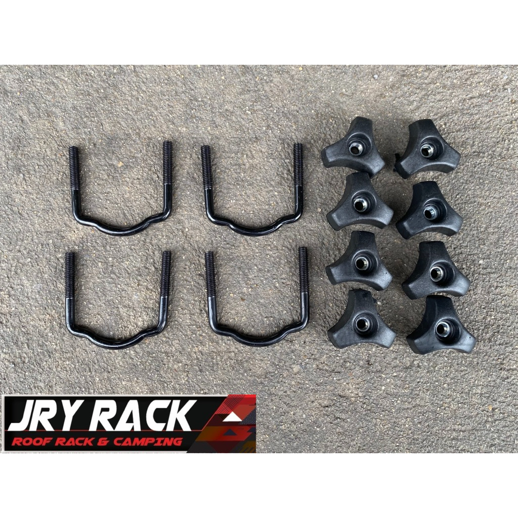 JRY Rack ชุดตัว U พร้อมลูกบิด เกลียว M6 สำหรับยึดคานกว้างไม่เกิน 4.5 cm