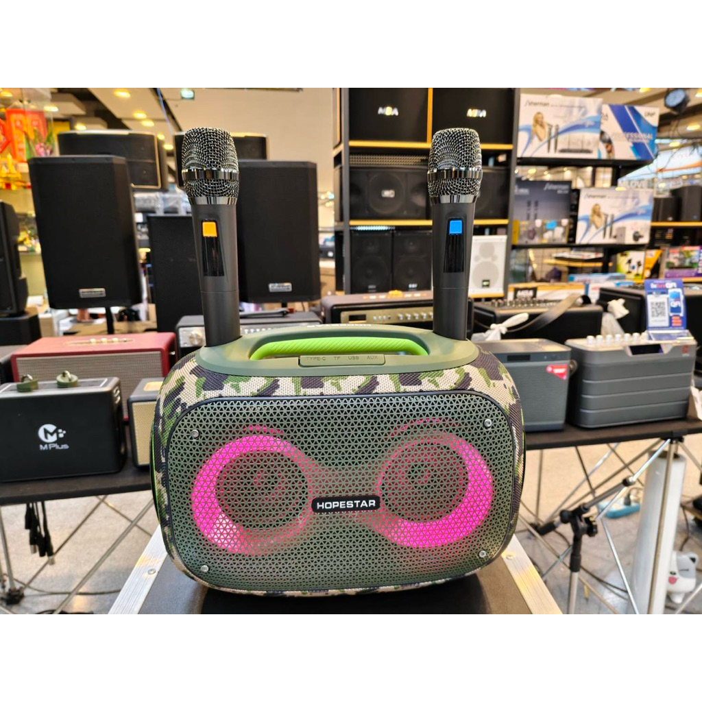 ลำโพง HOPESTAR PARTYBOX พร้อมไมค์ลอย 2ตัว