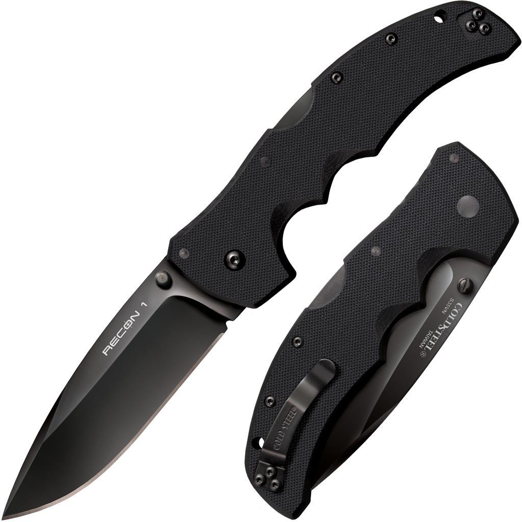 มีดพับ Cold Steel Recon 1 Spear Point S35VN Black DLC Plain Blade, Black G10 Handles (27BS)