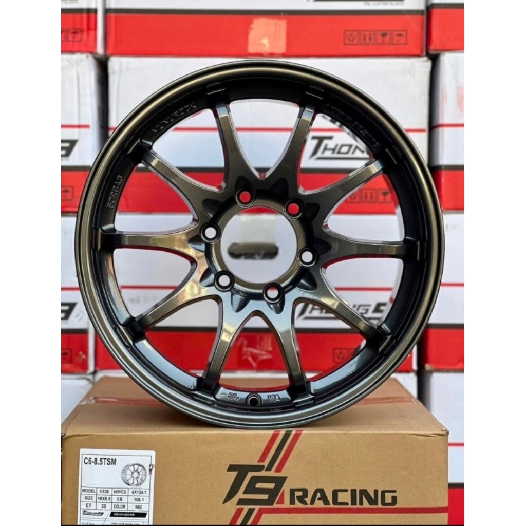 ล้อแม็กซ์ T9​ ​​RACINGรุ่น​CE ​28ขอบ18 6รู139.7กว้าง8.5นิ้ว ET35 สีสวยมี2สีให้เลือกล้อแม็กซ์คุณภาพแข