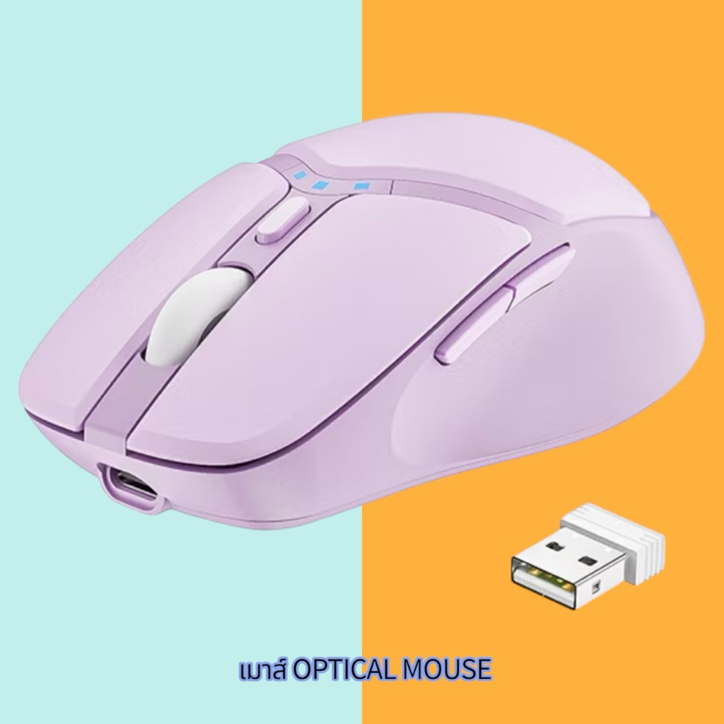 KIVEE เมาส์ไร้สาย Wireless Mouse 2.4G DPI3200 USB 500mah จอแสดงผลไฟฟ้า ปุ่มเสริม ลดเสียงรบกวนเงียบ