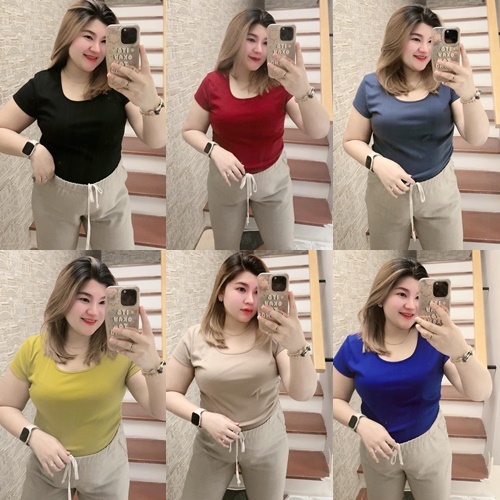คอยูผ้าร่องสีพื้น อก36 อก40 อก44🌈
