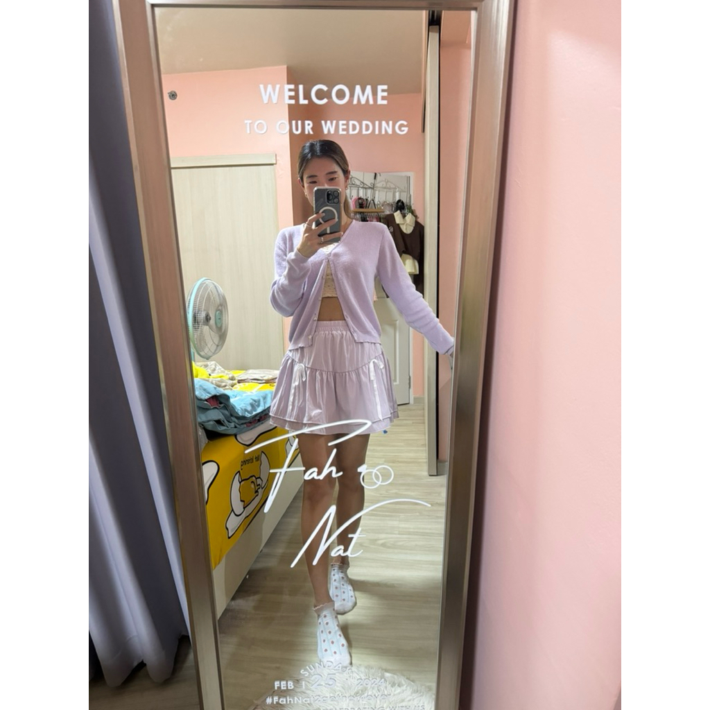 RIKA🎀คาร์ดิแกนปักโบว์ผ้านุ่ม