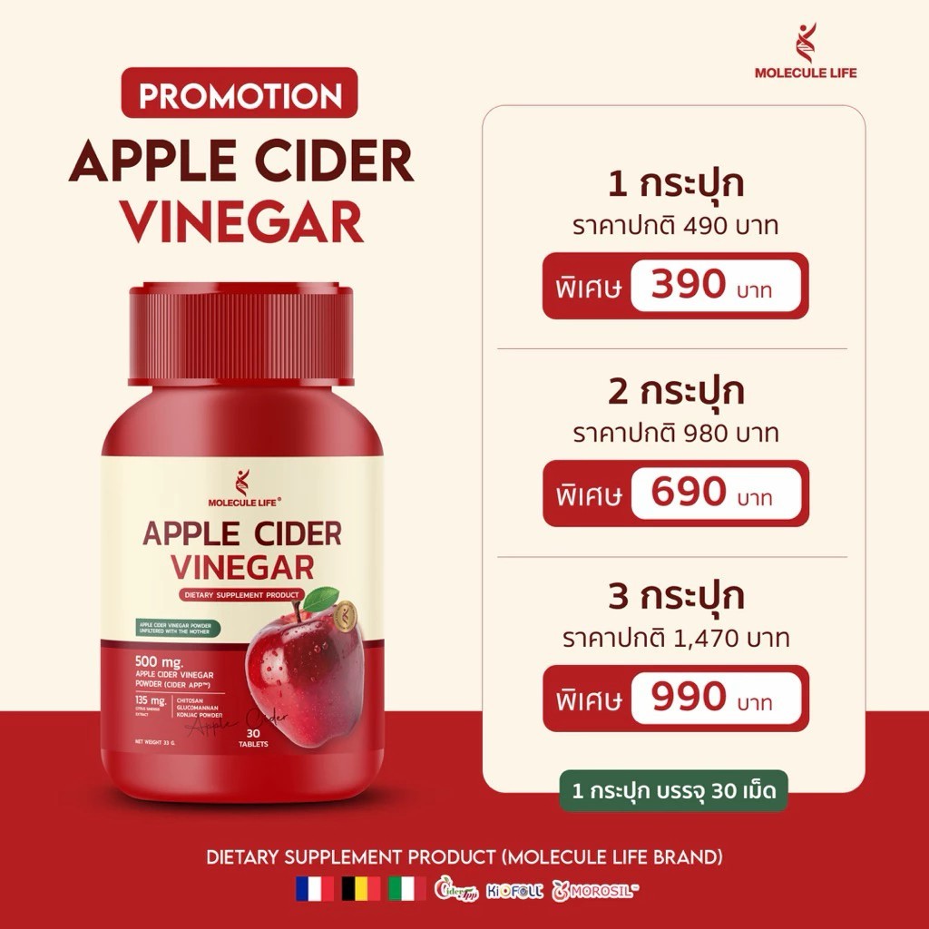 (📍กดในไลฟ์ถูกกว่า📍)MOLECULE LIFE แอปเปิ้ล ไซเดอร์ ​APPLE CIDER VINGAR🍎​+​APPLE CIDER VINEGAR PLUS🍎​+