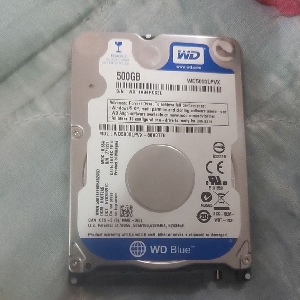wd 500gb blue HDD ขนาดเล็กบาง