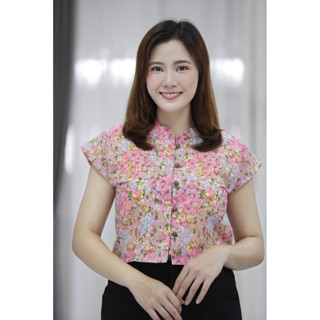 เสื้อแขนไหล่เลยลายดอก มี 3 สี