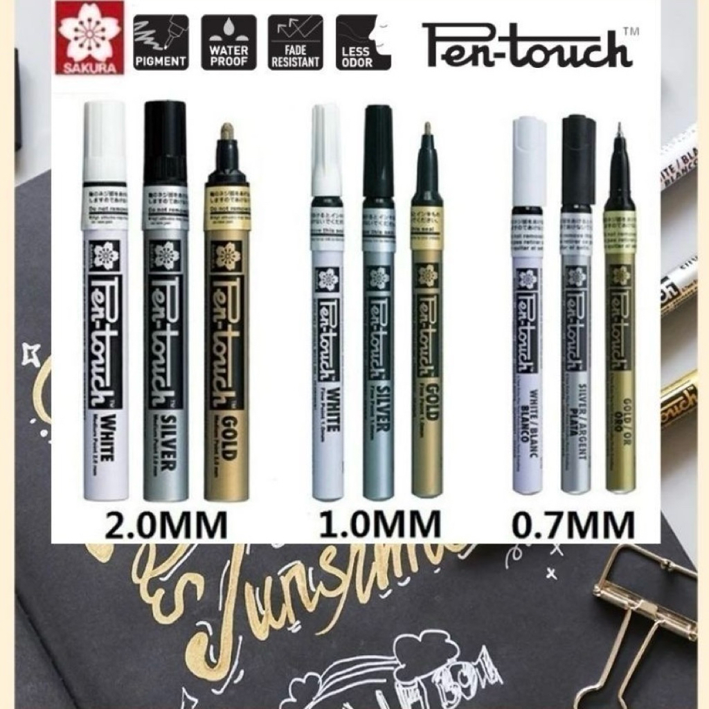 ปากกามาร์คเกอร์น้ำมัน Sakura Pentouch Metallic Multi-Material Writing Card หัว 2.0 / 0.7 / 1.0 mm