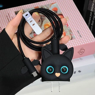 ชุดถนอมสายชาร์จ ชุดพันสาย เคสหัวชาร์จ สำหรับ สําหรับ IPhone 20W ถนอมสายชาร์จลายการ์ตูน ปลอกหุ้มสายชาร์จ ชุดเคสป้องกัน