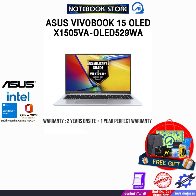 ASUS VIVOBOOK 15 OLED X1505VA-OLED529WA/i5-13420H/ประกัน 2 YEARS Onsite Service+1Y Perfect Warranty/