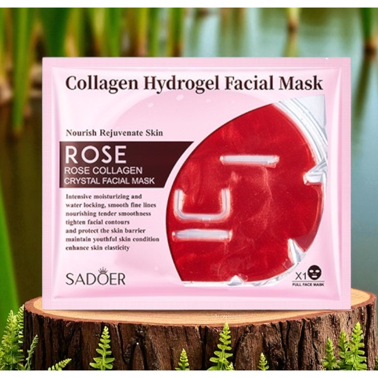 มาส์กหน้ากากสีแดง Sadoer Rose Collagen Hydrogel Facial Mask แนบผิว เนื้อเจลลี่ ดูแลผิวหน้าแบบนุ่มนวล