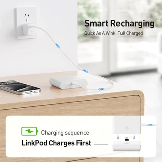 iWALK LinkPod Plus แบตสำรองหัวชาร์จไร้สายพร้อมเคสชาร์จความจุ 13500mAh ชาร์จเร็ว 20WFastCharge :White