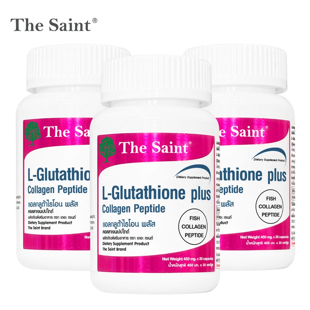 [แพ็ค 3 ขวด] กลูต้าพลัส เดอะเซนต์ L-Glutathione plus Collagen Peptide แอลกลูต้าไธโอน L Glutathione กลูต้า พลัส คอลลาเจน