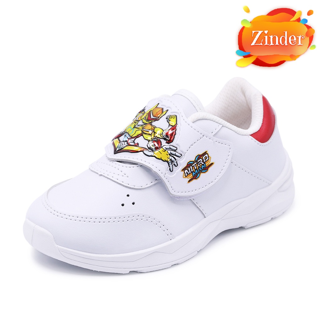 Popteen Nitro Man รองเท้านักเรียนชาย รองเท้าอนุบาล รุ่น Nitro Man (33) สีขาว