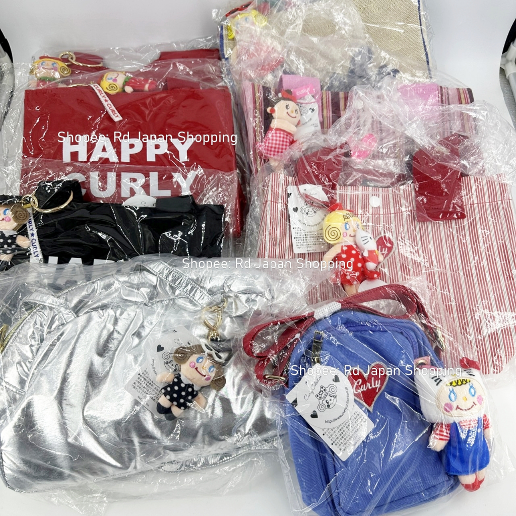 พร้อมส่งที่ไทย ส่งไว ของแท้ จากญี่ปุ่น Curly Collection กระเป๋าพร้อมพวงกุญแจ ห้อยกระเป๋า เด็กผู้หญิง Ichigo tote kitty