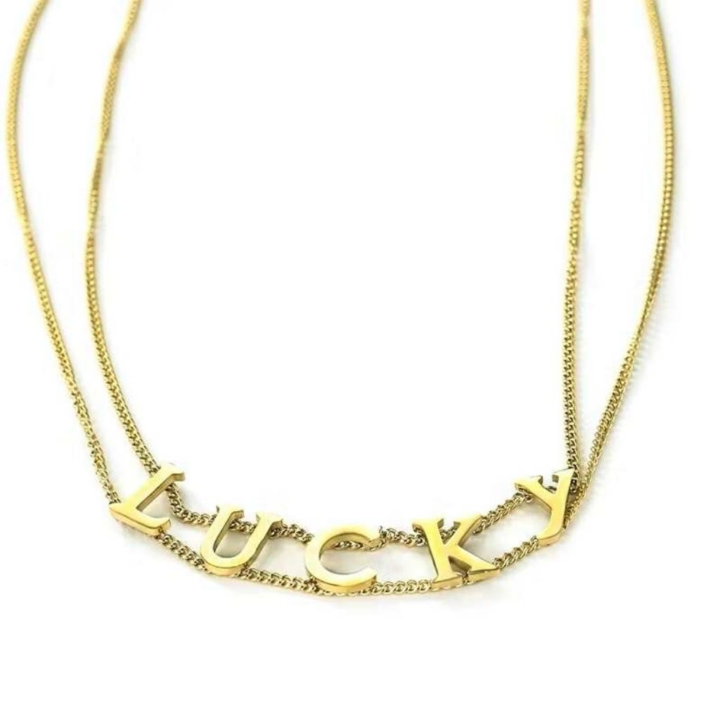 สร้อยคอ โชคเกอร์สองชั้น#สแตนเลส#LUCKY#ร้านไทย🇹🇭[NL.60]#168 Infinityshop