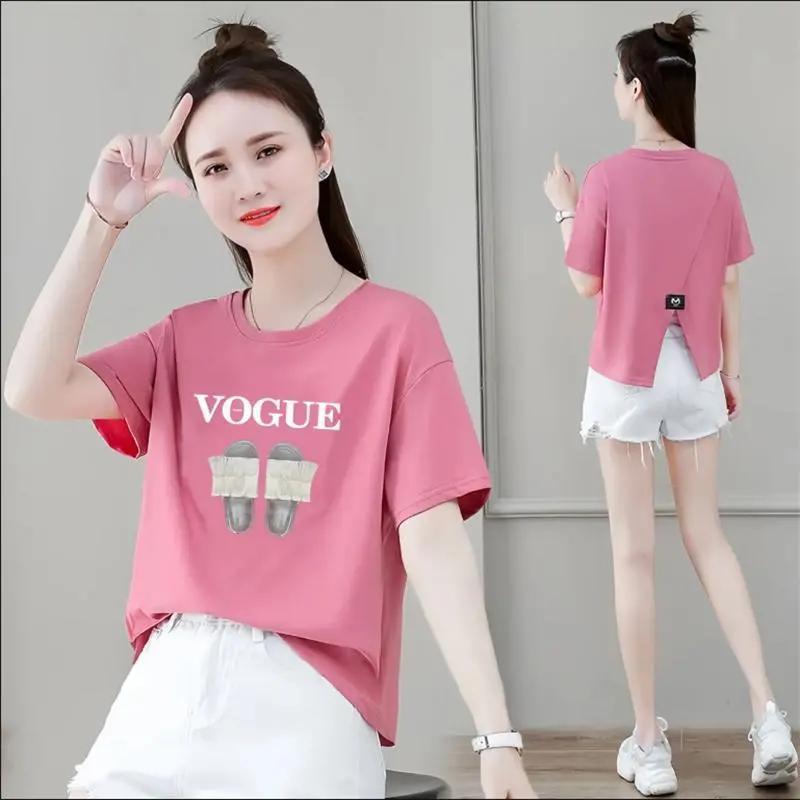 เสื้อครอปสาวอวบน่ารักสไตล์เกาหลี oversize เสื้อผ้าคนอ้วนไซส์ใหญ่ เสื้อยืดสวยๆผู้หญิงฤดูร้อนใหม่ ผ่าด้านหลัง ผ้าใส่สบาย รูปที่ 3