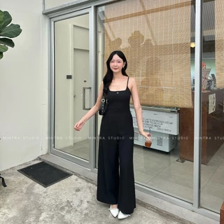 Mabel Jumpsuit - จั๊มสูทขายาวเข้ารูป ขากว้าง สายเดี่ยวปรับได้ พร้อมกระเป๋าข้างและซิปหลัง MT.STDO
