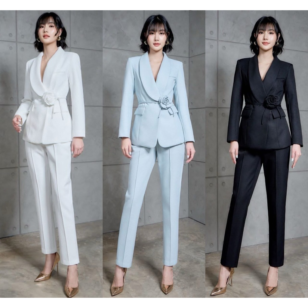 ✅ พร้อมส่ง S-XL ✅ Set สูท 3 ชิ้น Catwalk