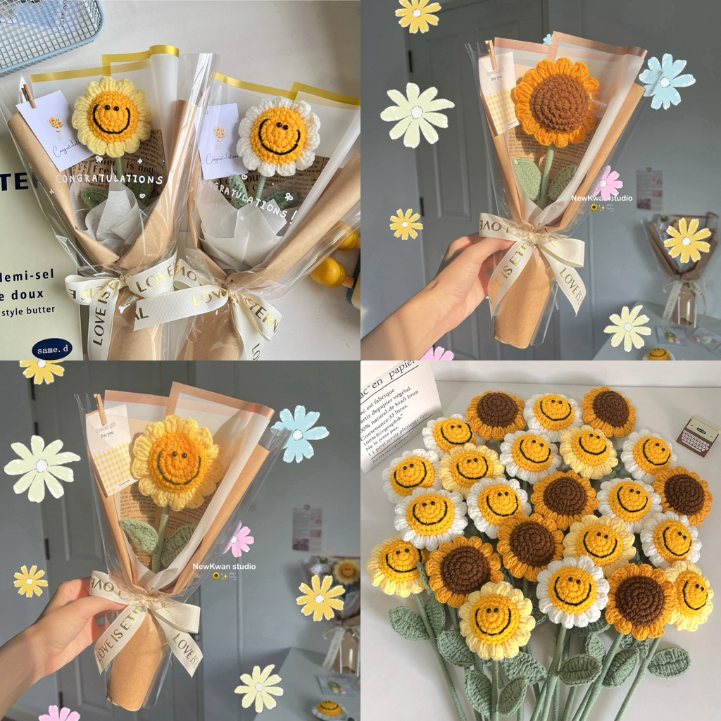 ช่อดอกทานตะวัน ดอกเดซี่ ถักไหมพรม🌻🌟💐