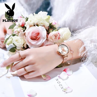 PLAYBOY สปอตสินค้า นาฬิกาข้อมือผู้หญิงกันน้ำ แฟชั่น สายโลหะ รับประกัน 3 ป