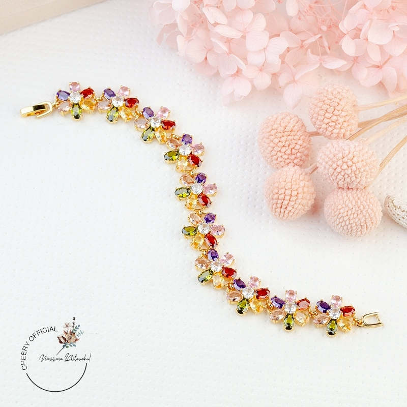 ข้อมือเพชร นพเก้า เพชรสีรวม สีประจำวันเกิด ใส่ออกงาน พร้อมส่ง