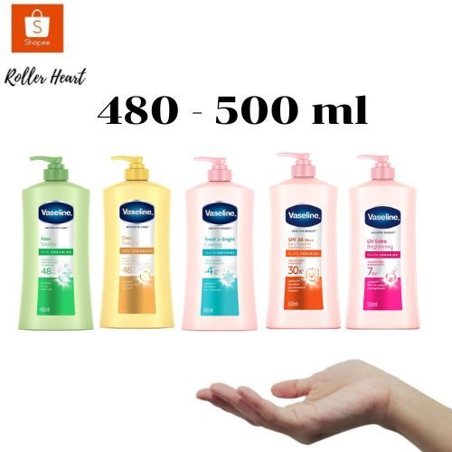 ( มคูปองส่งฟรี / 470 -500 มล. 1 ชิ้น )  Vaseline  โลชั่นบำรุงผิวกาย   มีให้เลือก 5 เเบบ