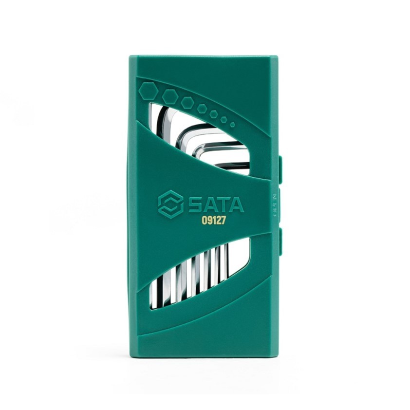 SATA 09127 ประแจ หกเหลี่ยม ตัวแอล ขาว สั้น หัวตัด หัวตรง 7 ตัวชุด 1.5-6 mm. เหล็ก SVCM