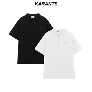 Karants เสื้อเชิ้ตผ้าฝ้ายปิเก้ Polo Oversize ตกแต่งด้วยขอบโลหะเรียบ สำหรับผู้ชายและผู้หญิง Unisex - KR259