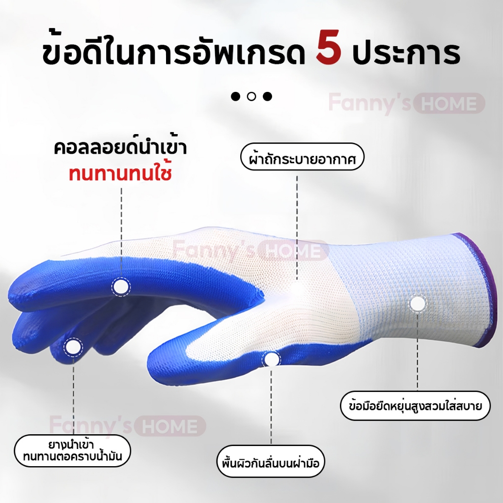 ถุงมือทำงานไนลอน ถุงมือช่าง12คู่ เนื้อผ้ายืดหยุ่น ระบายอากาศดี ถูกและคุณภาพดี  ใช้งานได้นาน ป้องกันการขูด
