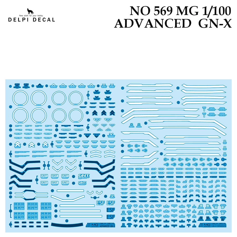 ดีคอลน้ำ [DELPI] 569 MG 1/100 GNX-604T ADVABCED GN-X GUNDAM WATER SLIDE DECAL